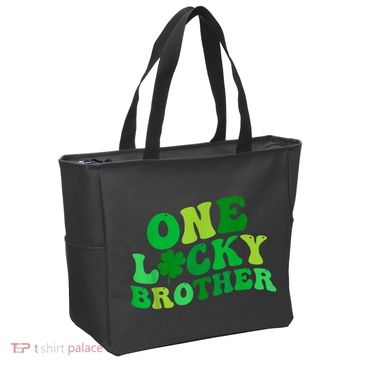 One Lucky Brother Retro Groovy Shamrock St. PatrickS Day Zip Tote Bag