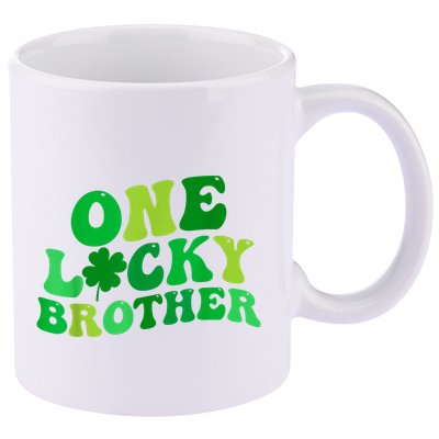 One Lucky Brother Retro Groovy Shamrock St. PatrickS Day 11oz C Handle Ceramic Mug