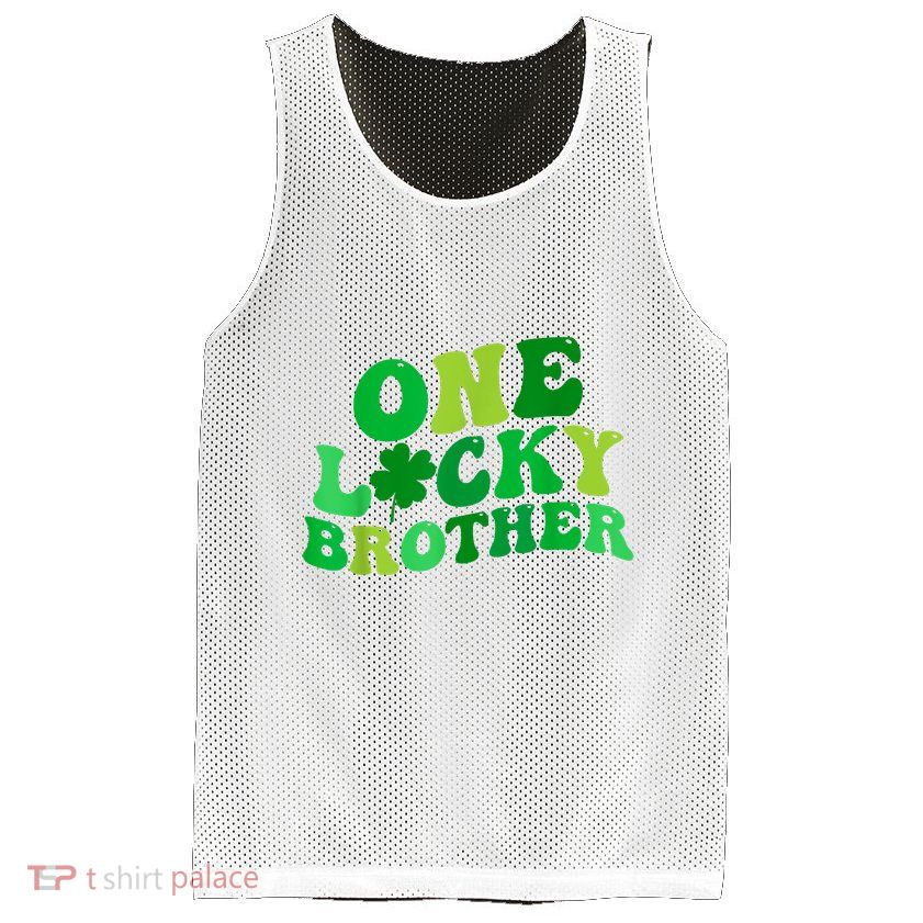 One Lucky Brother Retro Groovy Shamrock St. PatrickS Day Mesh Reversible Basketball Jersey Tank