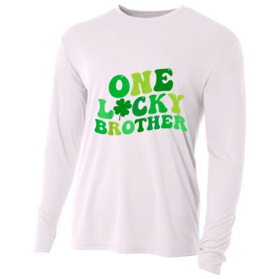 One Lucky Brother Retro Groovy Shamrock St. PatrickS Day Cooling Performance Long Sleeve Crew