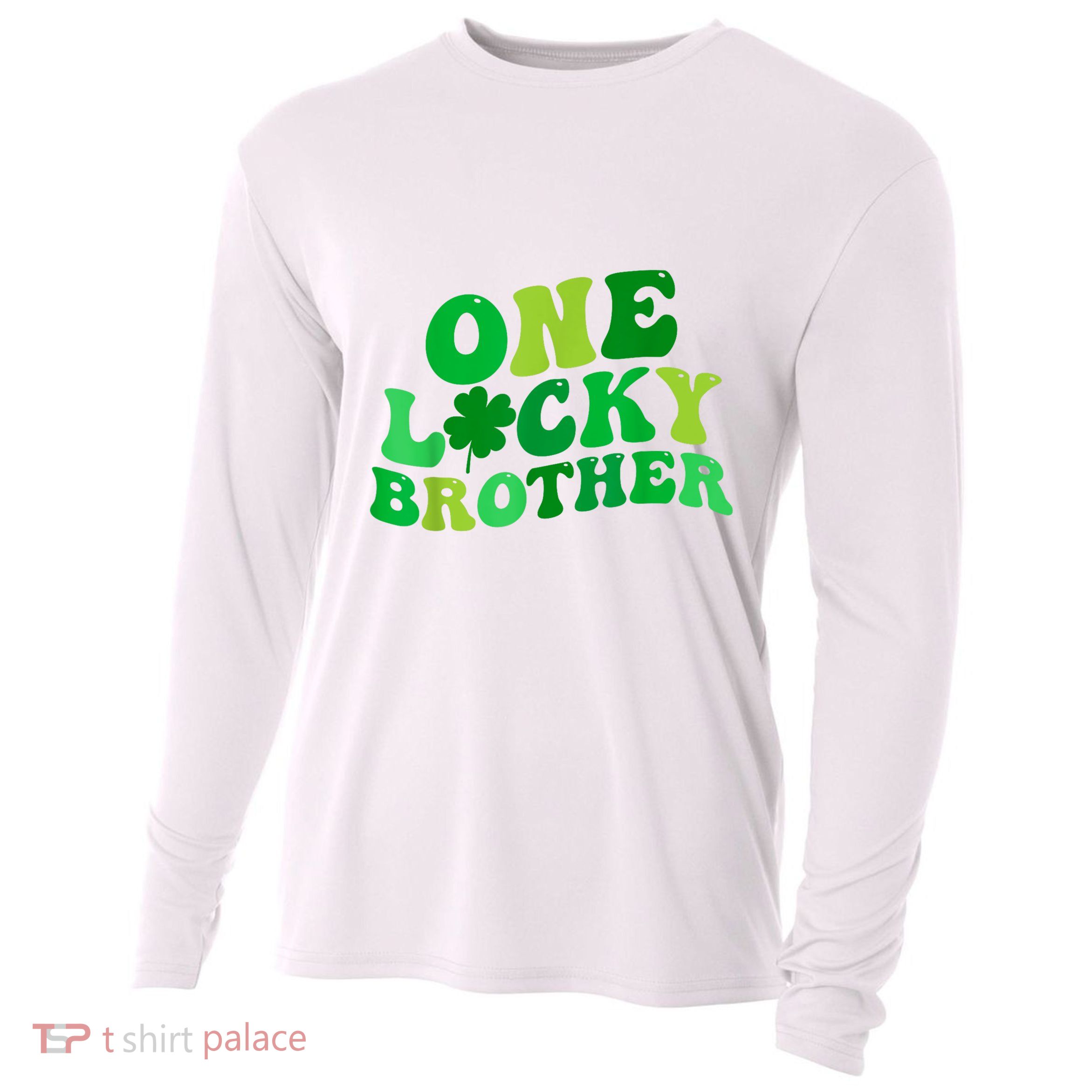 One Lucky Brother Retro Groovy Shamrock St. PatrickS Day Cooling Performance Long Sleeve Crew