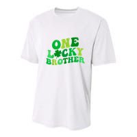 One Lucky Brother Retro Groovy Shamrock St. PatrickS Day Youth Performance Sprint T-Shirt