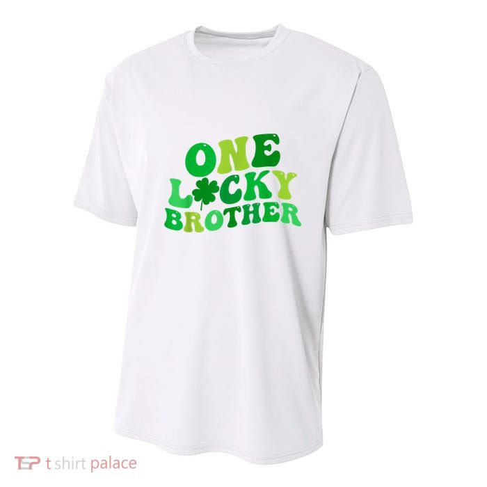 One Lucky Brother Retro Groovy Shamrock St. PatrickS Day Youth Performance Sprint T-Shirt