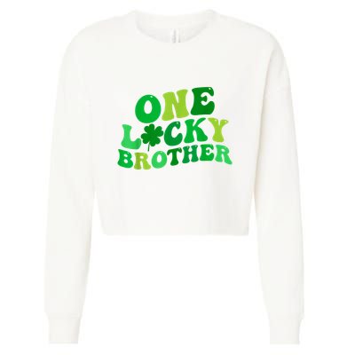 One Lucky Brother Retro Groovy Shamrock St. PatrickS Day Cropped Pullover Crew