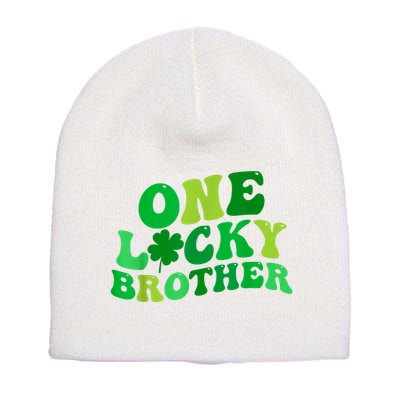 One Lucky Brother Retro Groovy Shamrock St. PatrickS Day Short Acrylic Beanie