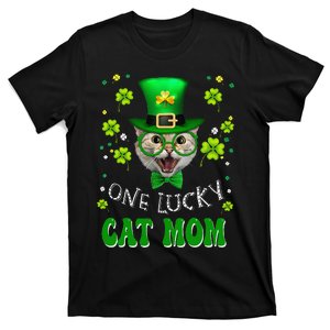 One Lucky Cat Mom Funny Kitten St Patricks Day Cats Lovers T-Shirt