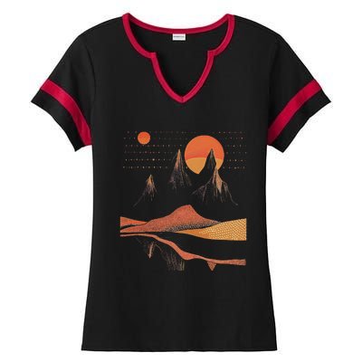 Orange Landscape Cool Ladies Halftime Notch Neck Tee