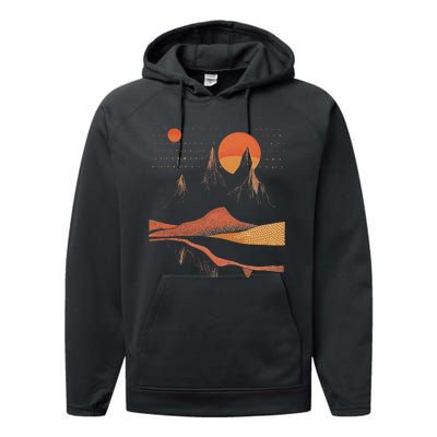 Orange Landscape Cool Performance Fleece Hoodie