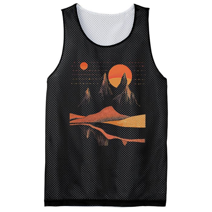 Orange Landscape Cool Mesh Reversible Basketball Jersey Tank