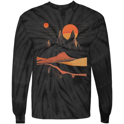 Orange Landscape Cool Tie-Dye Long Sleeve Shirt