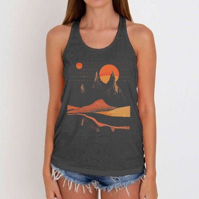 Orange Landscape Cool Women's Knotted Racerback Tank