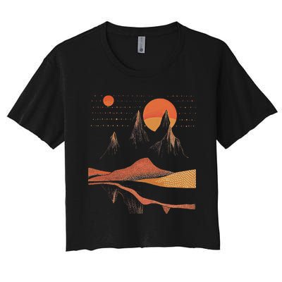 Orange Landscape Cool Women's Crop Top Tee