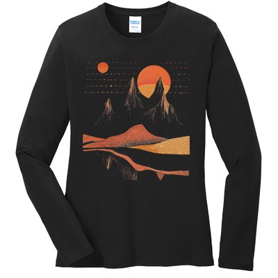 Orange Landscape Cool Ladies Long Sleeve Shirt