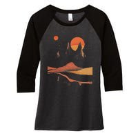 Orange Landscape Cool Women's Tri-Blend 3/4-Sleeve Raglan Shirt