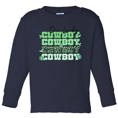 One Lucky Cowboy Retro Lucky Shamrock Saint Patrick's Day Toddler Long Sleeve Shirt