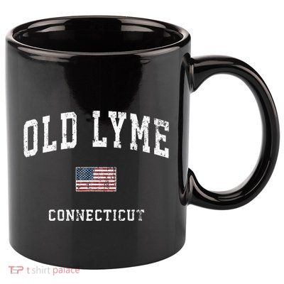 Old Lyme Connecticut Ct Vintage American Flag Sports 11oz C Handle Ceramic Mug