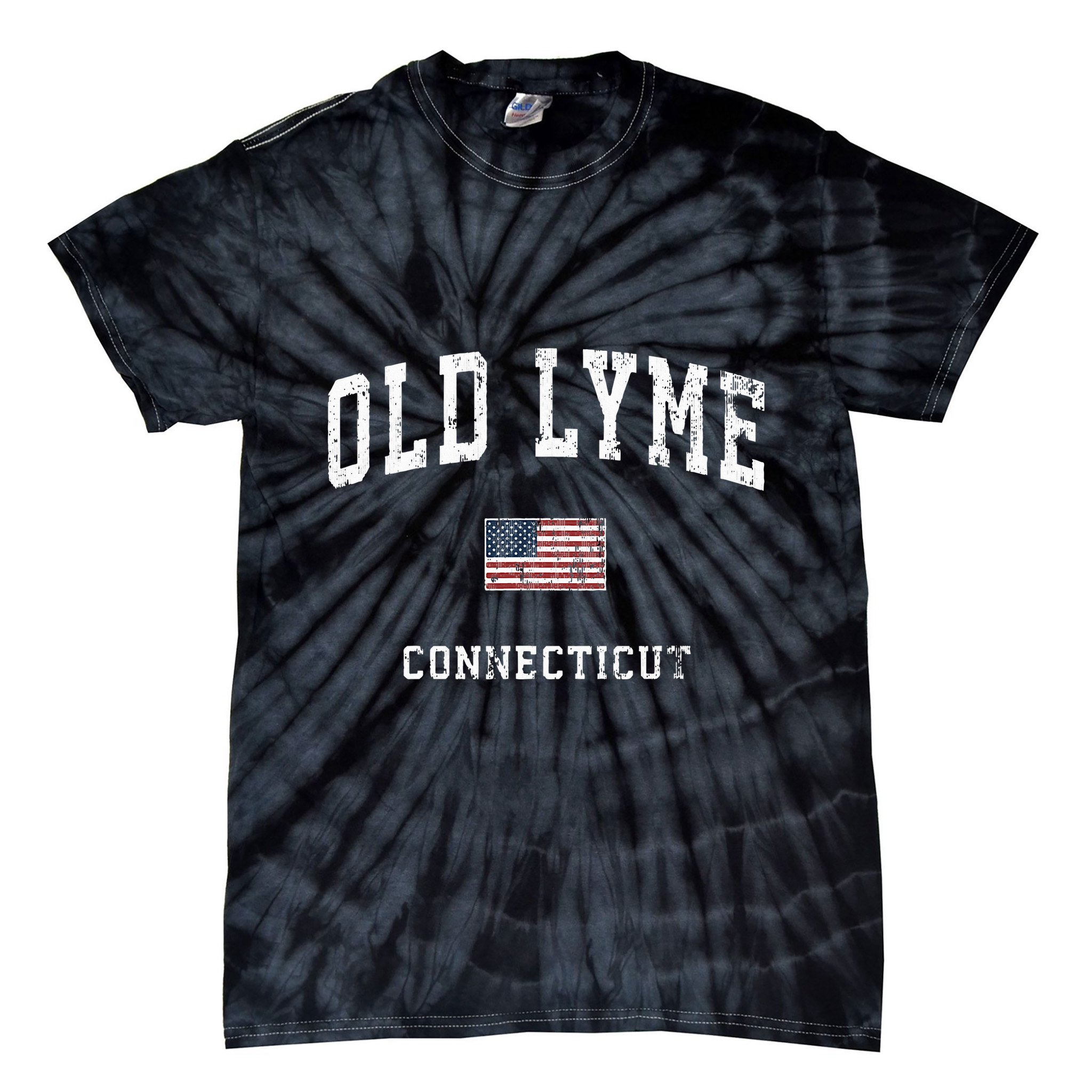 Old Lyme Connecticut Ct Vintage American Flag Sports Tie-Dye T-Shirt