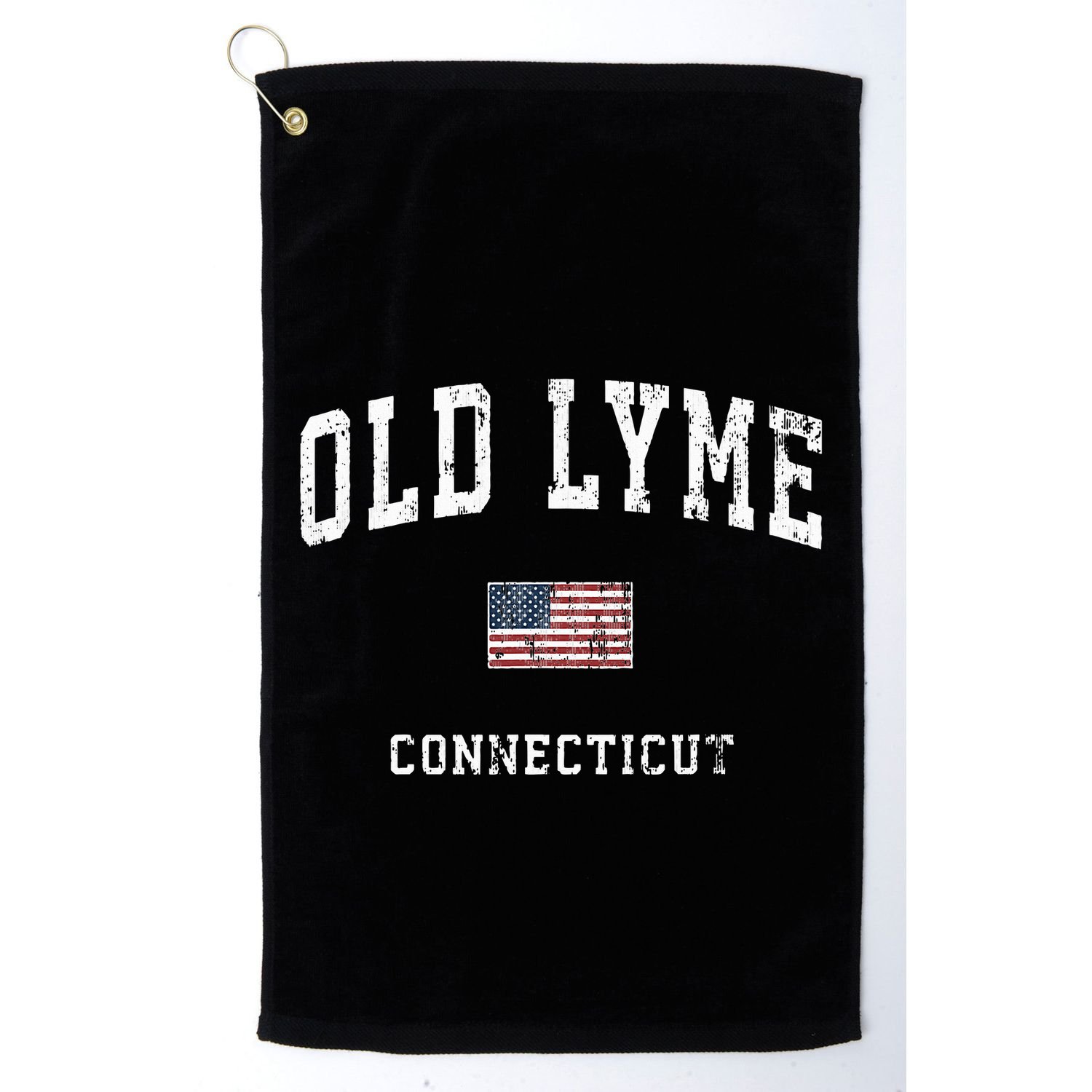 Old Lyme Connecticut Ct Vintage American Flag Sports Golf Towel