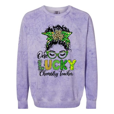 One Lucky Chemistry Teacher Happy St Patricks Day Gift Colorblast Crewneck Sweatshirt