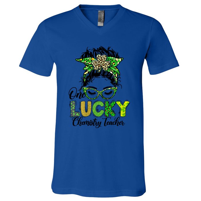 One Lucky Chemistry Teacher Happy St Patricks Day Gift V-Neck T-Shirt