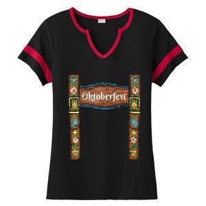 Oktoberfest Lederhosen Costume Cute German Bavarian Ladies Halftime Notch Neck Tee