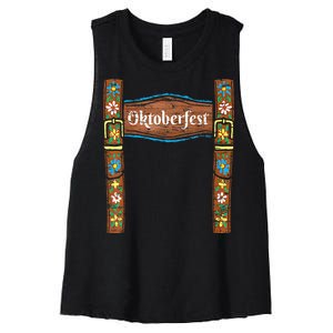 Oktoberfest Lederhosen Costume Cute German Bavarian Women's Racerback Cropped Tank