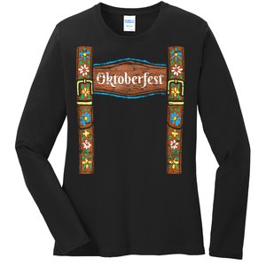 Oktoberfest Lederhosen Costume Cute German Bavarian Ladies Long Sleeve Shirt