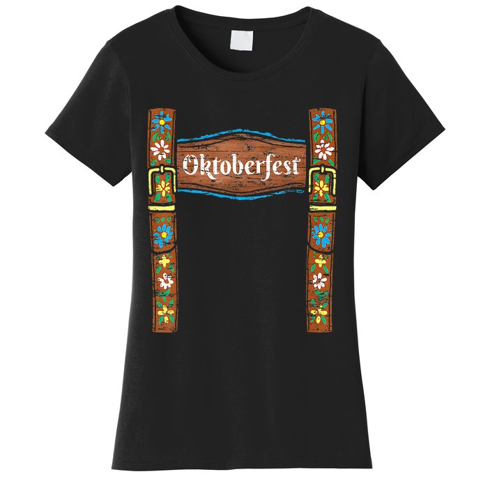 Oktoberfest Lederhosen Costume Cute German Bavarian Women's T-Shirt