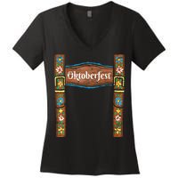 Oktoberfest Lederhosen Costume Cute German Bavarian Women's V-Neck T-Shirt