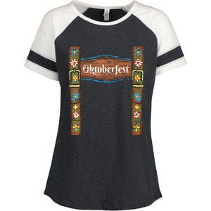 Oktoberfest Lederhosen Costume Cute German Bavarian Enza Ladies Jersey Colorblock Tee