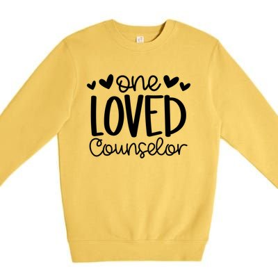 One Loved Counselor Funny School Counselor Heart Valentines Cute Gift Premium Crewneck Sweatshirt