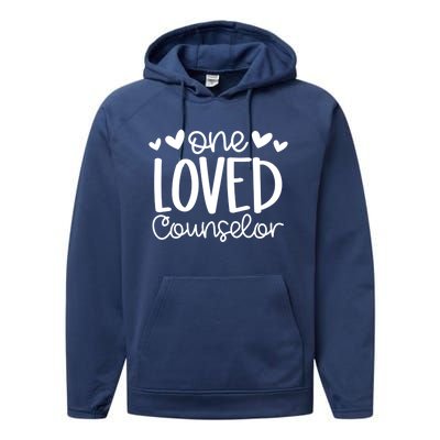 One Loved Counselor Funny School Counselor Heart Valentines Cute Gift Performance Fleece Hoodie