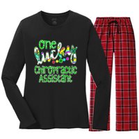 One Lucky Chiropractic Assistant St Patricks Day Nurse Women's Long Sleeve Flannel Pajama Set 