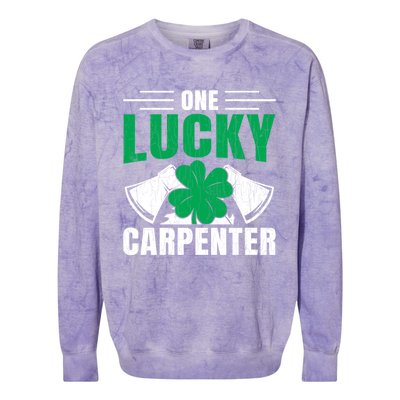 One Lucky Carpenter Funny Saint Patricks Day Graphic Funny Gift Colorblast Crewneck Sweatshirt