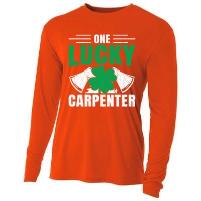 One Lucky Carpenter Funny Saint Patricks Day Graphic Funny Gift Cooling Performance Long Sleeve Crew