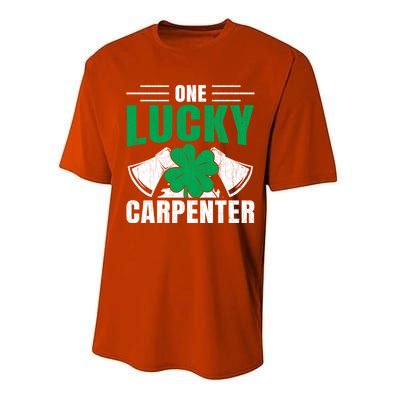 One Lucky Carpenter Funny Saint Patricks Day Graphic Funny Gift Performance Sprint T-Shirt