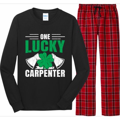 One Lucky Carpenter Funny Saint Patricks Day Graphic Funny Gift Long Sleeve Pajama Set