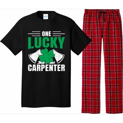 One Lucky Carpenter Funny Saint Patricks Day Graphic Funny Gift Pajama Set