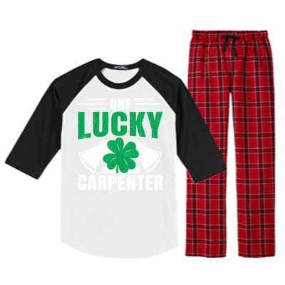 One Lucky Carpenter Funny Saint Patricks Day Graphic Funny Gift Raglan Sleeve Pajama Set