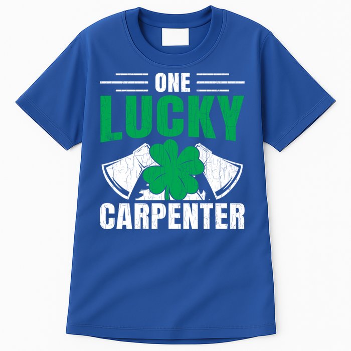 One Lucky Carpenter Funny Saint Patricks Day Graphic Funny Gift Tall T-Shirt