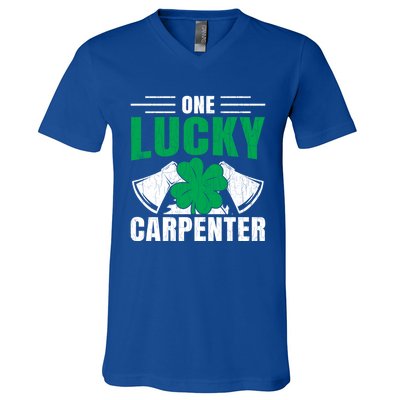 One Lucky Carpenter Funny Saint Patricks Day Graphic Funny Gift V-Neck T-Shirt