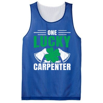 One Lucky Carpenter Funny Saint Patricks Day Graphic Funny Gift Mesh Reversible Basketball Jersey Tank