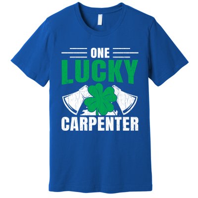 One Lucky Carpenter Funny Saint Patricks Day Graphic Funny Gift Premium T-Shirt