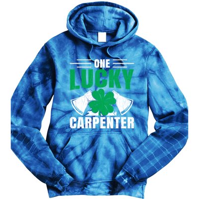 One Lucky Carpenter Funny Saint Patricks Day Graphic Funny Gift Tie Dye Hoodie