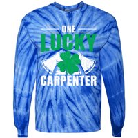 One Lucky Carpenter Funny Saint Patricks Day Graphic Funny Gift Tie-Dye Long Sleeve Shirt