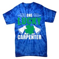 One Lucky Carpenter Funny Saint Patricks Day Graphic Funny Gift Tie-Dye T-Shirt