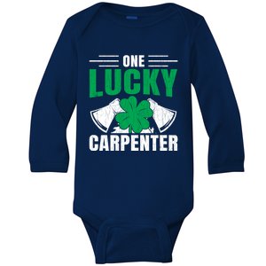 One Lucky Carpenter Funny Saint Patricks Day Graphic Funny Gift Baby Long Sleeve Bodysuit