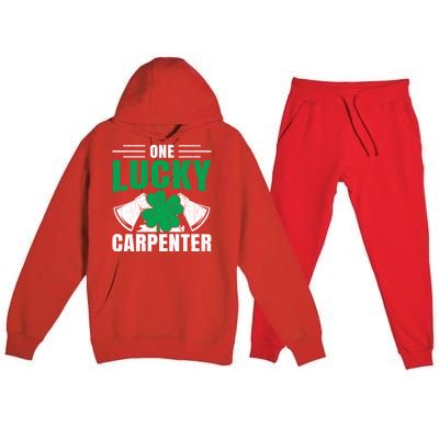 One Lucky Carpenter Funny Saint Patricks Day Graphic Funny Gift Premium Hooded Sweatsuit Set