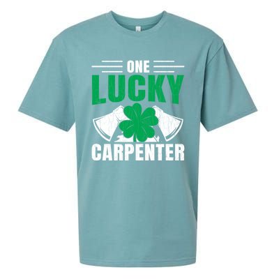 One Lucky Carpenter Funny Saint Patricks Day Graphic Funny Gift Sueded Cloud Jersey T-Shirt