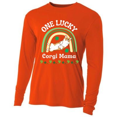 One Lucky Corgi Mama Dog Mom St Patrick's Day Irish Shamrock Gift Cooling Performance Long Sleeve Crew